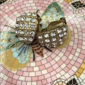 Vintage Gold and Rhinestone Clip Earrings